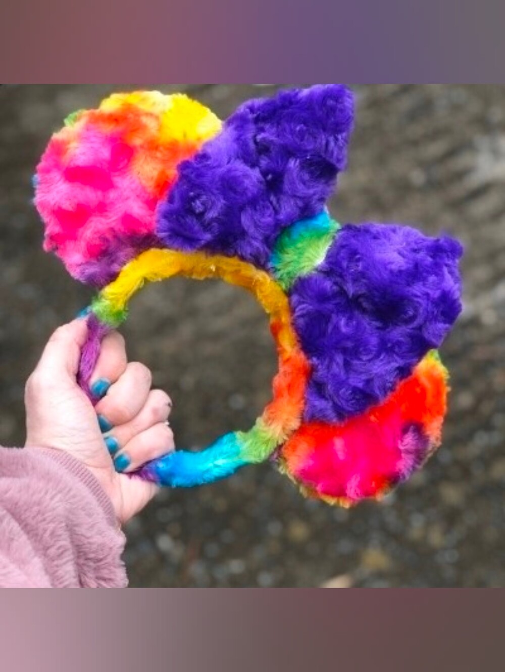 Plush Rainbow Tie Dye Fluffy Disney Ears (Adult)